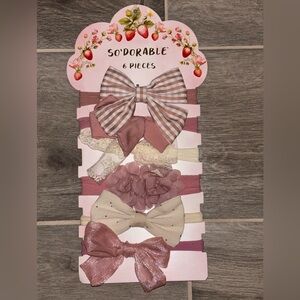 Pink and Cream Hair Bow Set